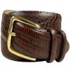 Andrea Women's Dress Belt Solid Brass Buckle (Gold) Italian Calfskin Genuine Leather Dress Belt 1-1/8"(30mm) Wide (Lizard Brown, 44) view 1