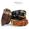 Andrea Women's Dress Belt Solid Brass Buckle (Gold) Italian Calfskin Genuine Leather Dress Belt 1-1/8"(30mm) Wide (Lizard Brown, 44) view 3