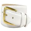 Andrea Women's Dress Belt Solid Brass Buckle (Gold) Italian Calfskin Genuine Leather Dress Belt 1-1/8"(30mm) Wide (Smooth White, 50) view 1