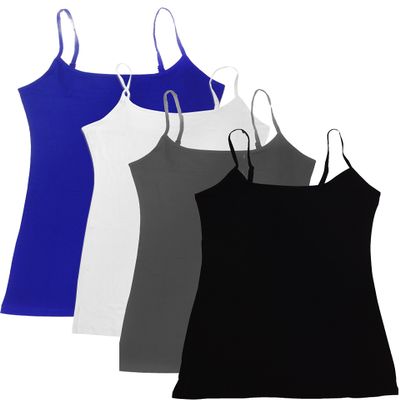 4 Pack: Active Basic Cami Tanks (1X, Royal/White/Black/Charcoal)