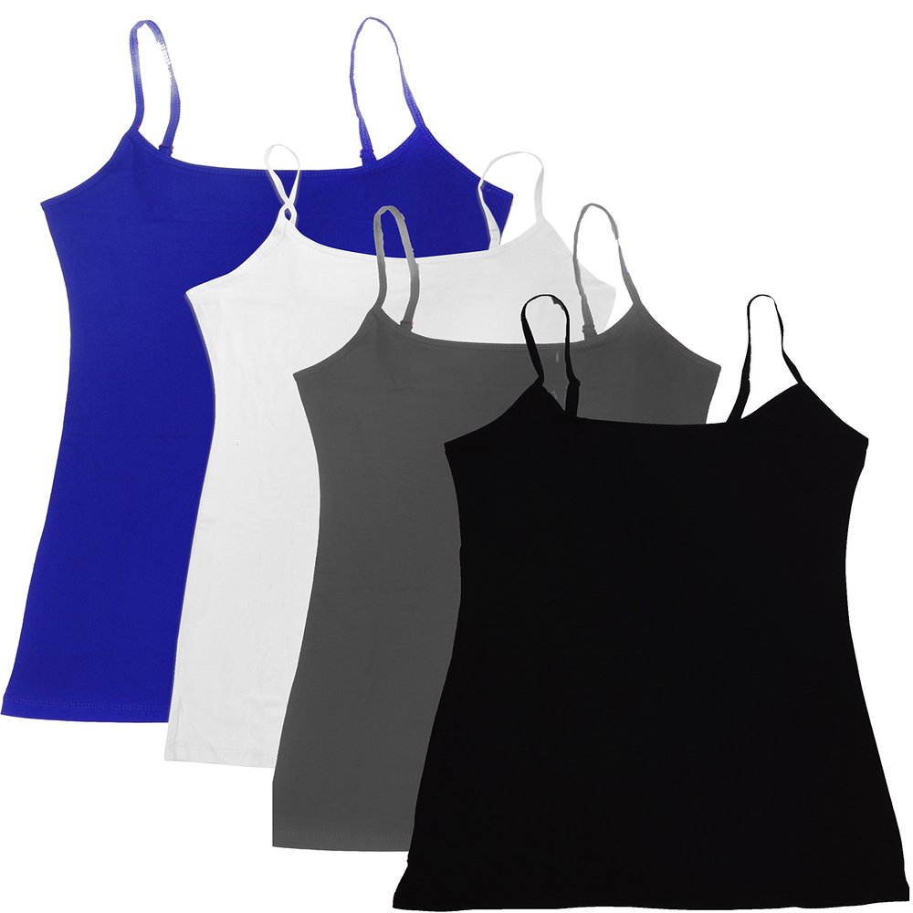 4 Pack: Active Basic Cami Tanks (1X, Royal/White/Black/Charcoal)