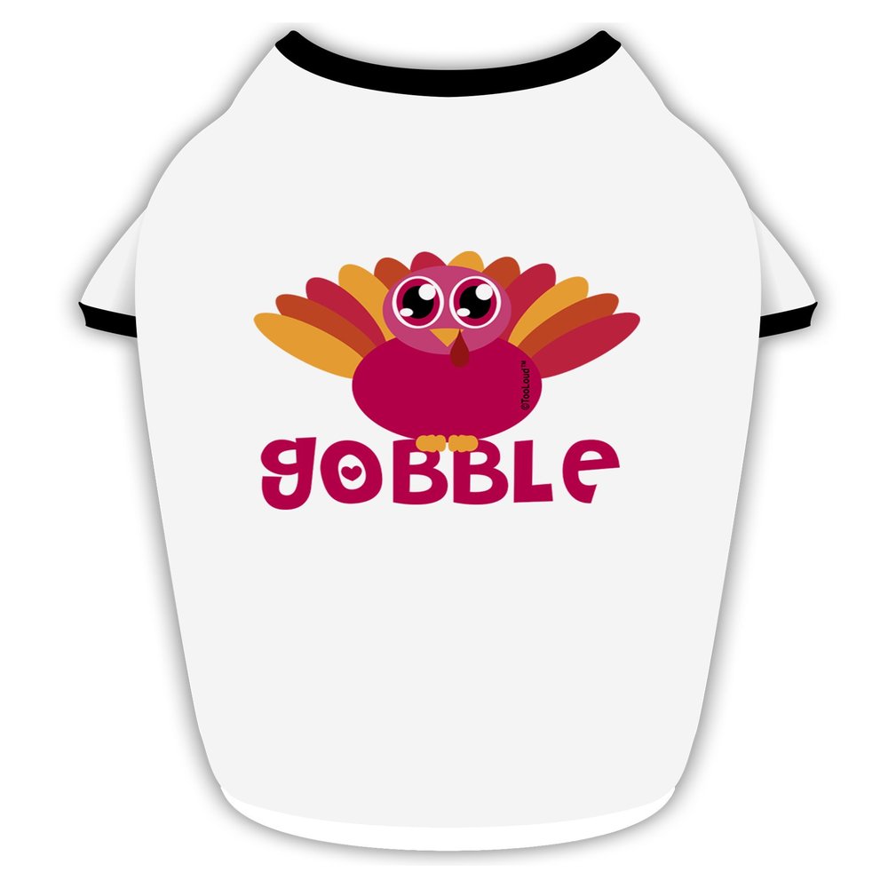 TOOLOUD Cute Gobble Turkey Pink Cotton Dog Shirt White with Black XL
