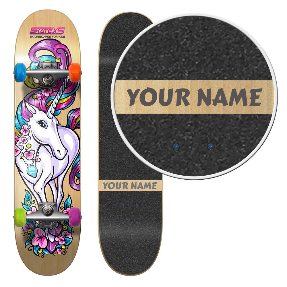 SkateXS Personalized Beginner Unicorn Girls Skateboard