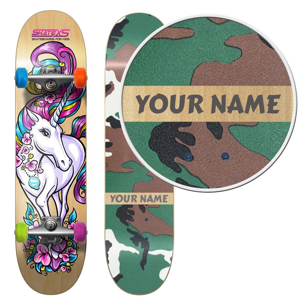 SkateXS Personalized Beginner Unicorn Girls Skateboard