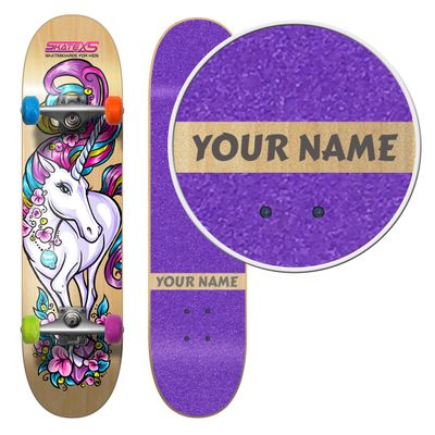 SkateXS Personalized Beginner Unicorn Girls Skateboard