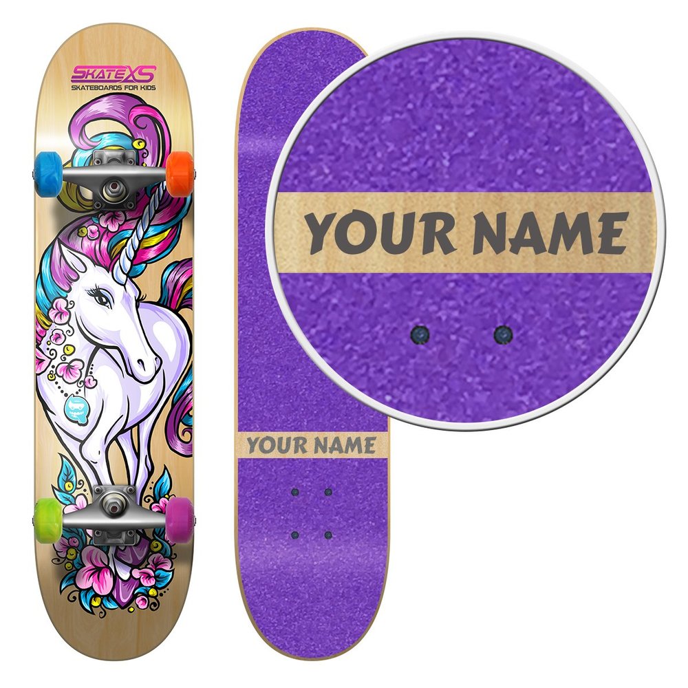 SkateXS Personalized Beginner Unicorn Girls Skateboard