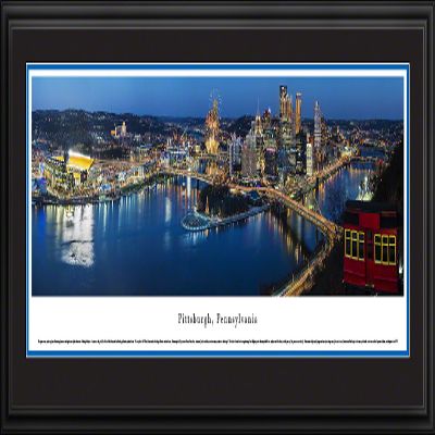 Pittsburgh, Pennsylvania at Twilight - Blakeway Panoramas Skyline Posters with Deluxe Frame
