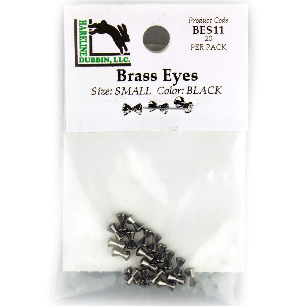 Hareline Fly Tying Brass Eyes - Small, Black