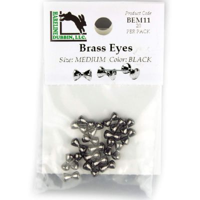 Hareline Fly Tying Brass Eyes - Medium, Black