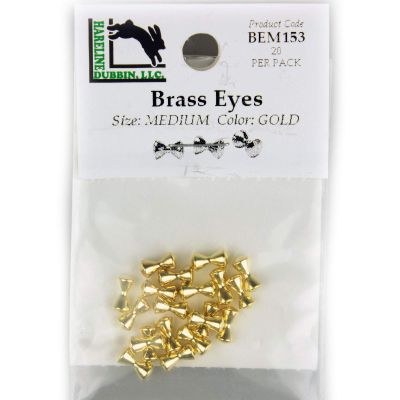Hareline Fly Tying Brass Eyes - Medium, Gold