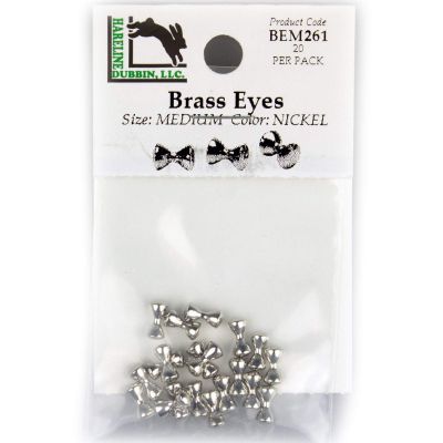Hareline Fly Tying Brass Eyes - Medium, Nickel