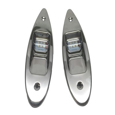 Pactrade Marine Boat Navigation Light Pair of LED Flush Mount Sidelight Red & Green Shark Eye Side Bow Teardrop Lights SS Vertical Mount 12V Signal Lights for Small Boat, Pontoon, Sailing, Skiff