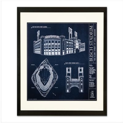 Busch Stadium Blueprint Style Print (Framed - Black, 18" x 24")