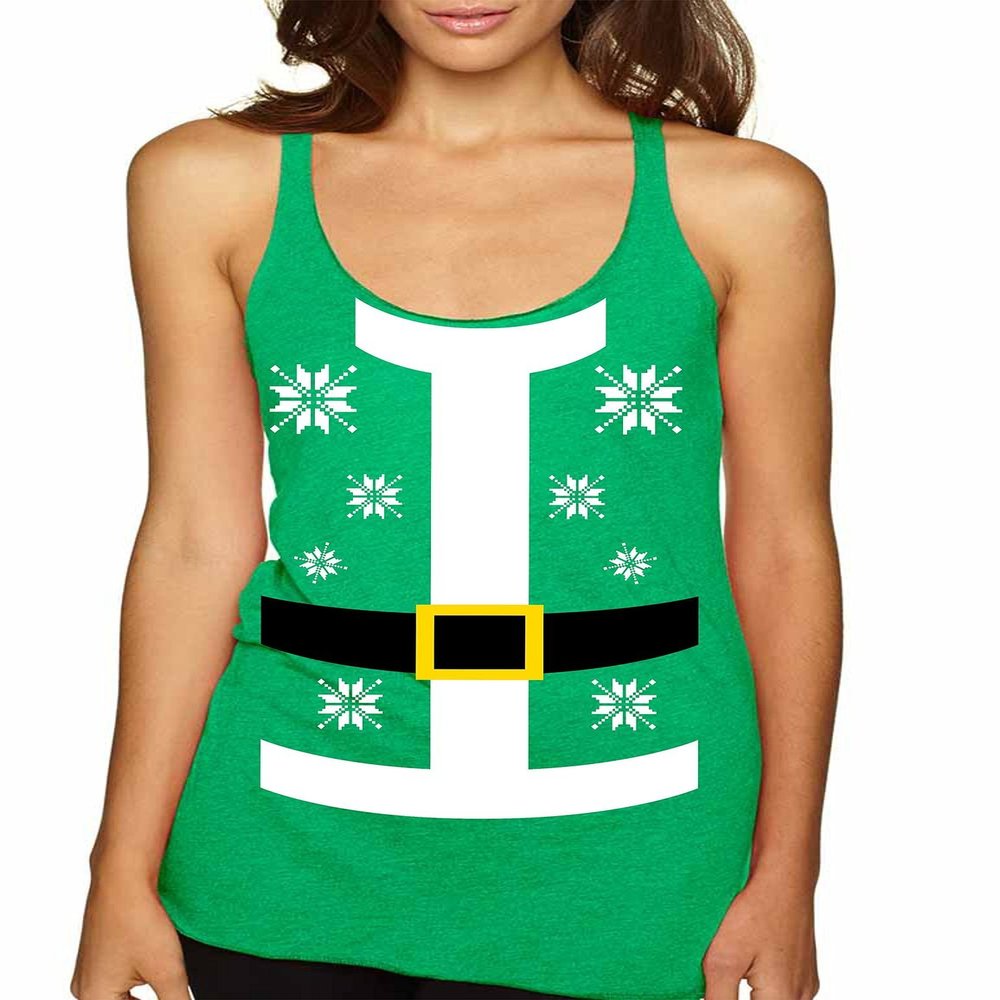 ALLNTRENDS Women's Tank Top Santa Claus Suit Ugly Christmas Sweater (S, Envy Green)