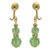 AMUNET gold plated peridot green crystal clip on earrings view 1