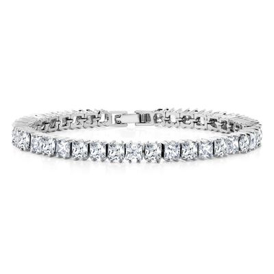 Gem Stone King Princess Cut Cubic Zirconia Classic Tennis Bracelet for Women (15.00 Cttw, 4MM CZ, Size 7 Inch)