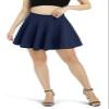 Urban CoCo Women's Basic Versatile Stretchy Flared Casual Mini Skater Skirt (X-Large, Navy Blue) view 3