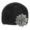 My Lello Infant Baby Girl's Crochet Beanie Hat with Flower Black/Gray view 1