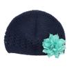 My Lello Infant Baby Girl's Crochet Beanie Hat with Flower Navy/Aqua view 1