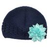 My Lello Infant Baby Girl's Crochet Beanie Hat with Flower Navy/Light Blue view 1