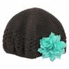 My Lello Infant Baby Girl's Crochet Beanie Hat with Flower Brown/Aqua view 1