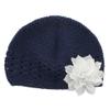 My Lello Infant Baby Girl's Crochet Beanie Hat with Flower Navy/White view 1