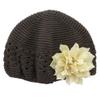 My Lello Infant Baby Girl's Crochet Beanie Hat with Flower Brown/Ivory view 1