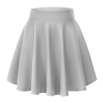 Urban CoCo Women's Basic Versatile Stretchy Flared Casual Mini Skater Skirt (Grey, M)