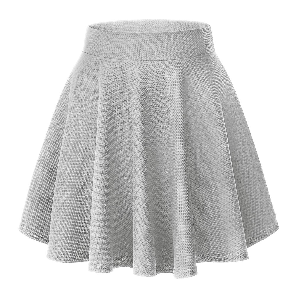 Urban CoCo Women's Basic Versatile Stretchy Flared Casual Mini Skater Skirt (Grey, M)