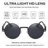 Dollger Black Round Sunglasses Retro Vintage Steampunk Sunglasses for Men view 3