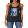 LOST GODS Women's Flower Skull Racerback Tank Top - Black Heather - Small view 1