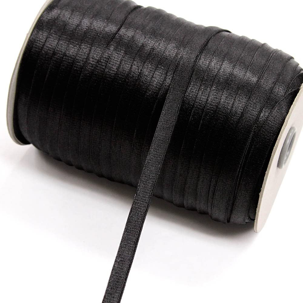 12 Yards of LEDA 10mm Plush Back Bra Strap Elastic, Jet Black, Made in Italy
