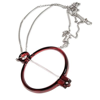 Calabria 2945R Folding Eye Monocle Necklace +2.75 Wine Red Magnifying Jewelry Pendant Chain Magnifier Glass Hanging Eyepiece