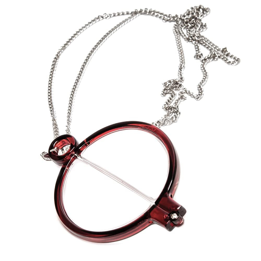 Calabria 2945R Folding Eye Monocle Necklace +2.75 Wine Red Magnifying Jewelry Pendant Chain Magnifier Glass Hanging Eyepiece