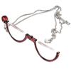Calabria 2945R Folding Eye Monocle Necklace +2.75 Wine Red Magnifying Jewelry Pendant Chain Magnifier Glass Hanging Eyepiece view 2