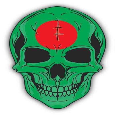 Zirni Skull Flag Bangladesh Sticker Decal Design 4'' X 5''