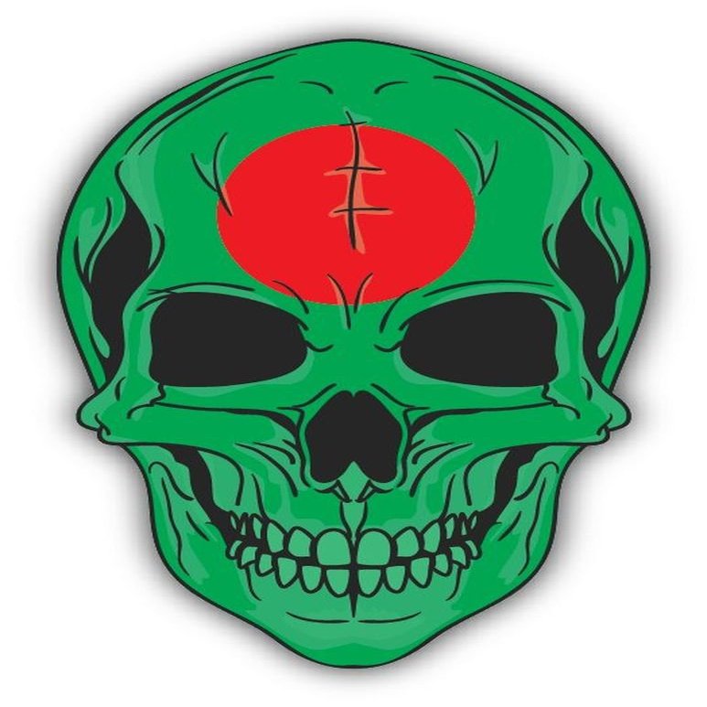 Zirni Skull Flag Bangladesh Sticker Decal Design 4'' X 5''