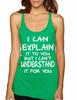 ALLNTRENDS Women's Tank Top I Can Explain It to You But I Can't Understand (XL, Envy Green) view 1