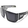 LOCS Black Harcore 58 Bandana White Inside Sunglasses + Free Micro Fiber Bag view 1