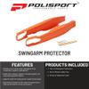 Polisport Motocross Motorcycles (MX) Swingarm Protector for KTM EXC 125/200/250/300 (2012-2023), EXC-F 250/350/450/500 (2012-2023) Dirt Bikes - High Impact & Abrasion Resistance - Orange view 2