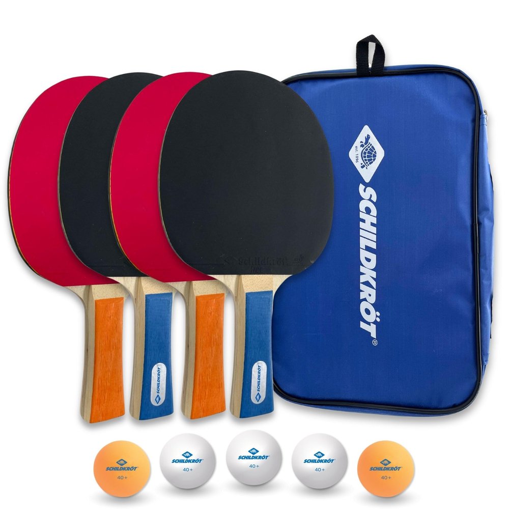 Donic-Schildkrt Hobby Table Tennis Set for 4 Players, 4 Bats, 5 Balls, in Carrying Bag
