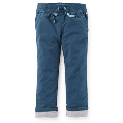 Carter's Girls' Jersey-Lined Roll-Cuff Poplin Pants, 24m Green