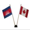 CAMBODIA & CANADA Small 4 X 6 Inch Mini Double Country Stick Flag Banner with BLACK STAND on a 10 Inch Plastic Pole New