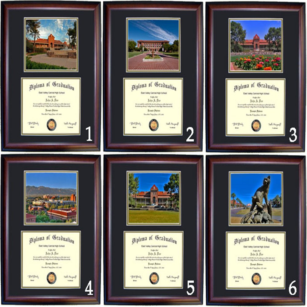 Arizona Diploma Frame - Photo Option #1 - Walnut Frame