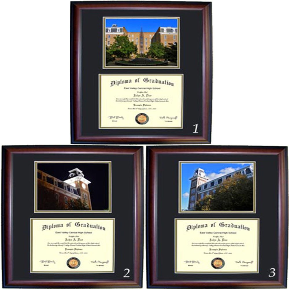 Arkansas Diploma Frame - Photo Option #2 - Walnut Frame
