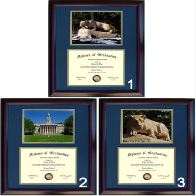 Penn State Diploma Frame - Photo Option #2 - Walnut Frame
