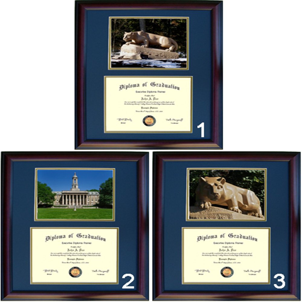 Penn State Diploma Frame - Photo Option #2 - Walnut Frame