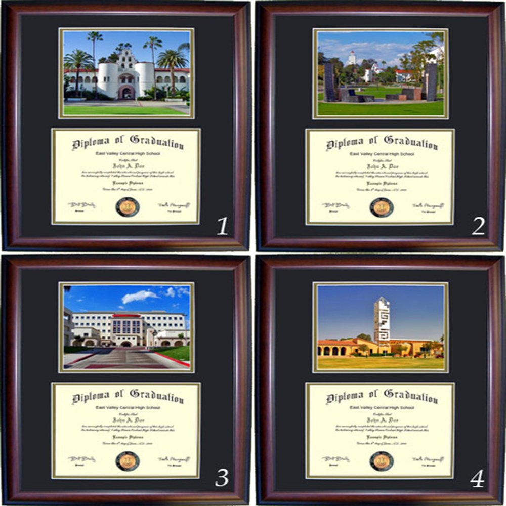 San Diego State Diploma Frame - Photo Option #2 - Walnut Frame