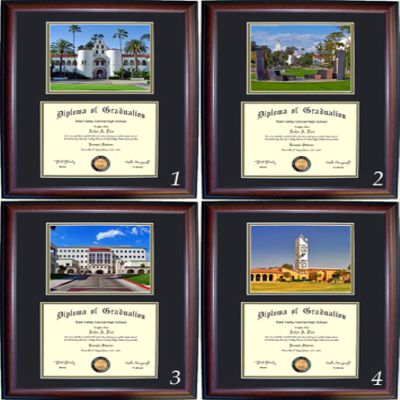 San Diego State Diploma Frame - Photo Option #3 - Walnut Frame