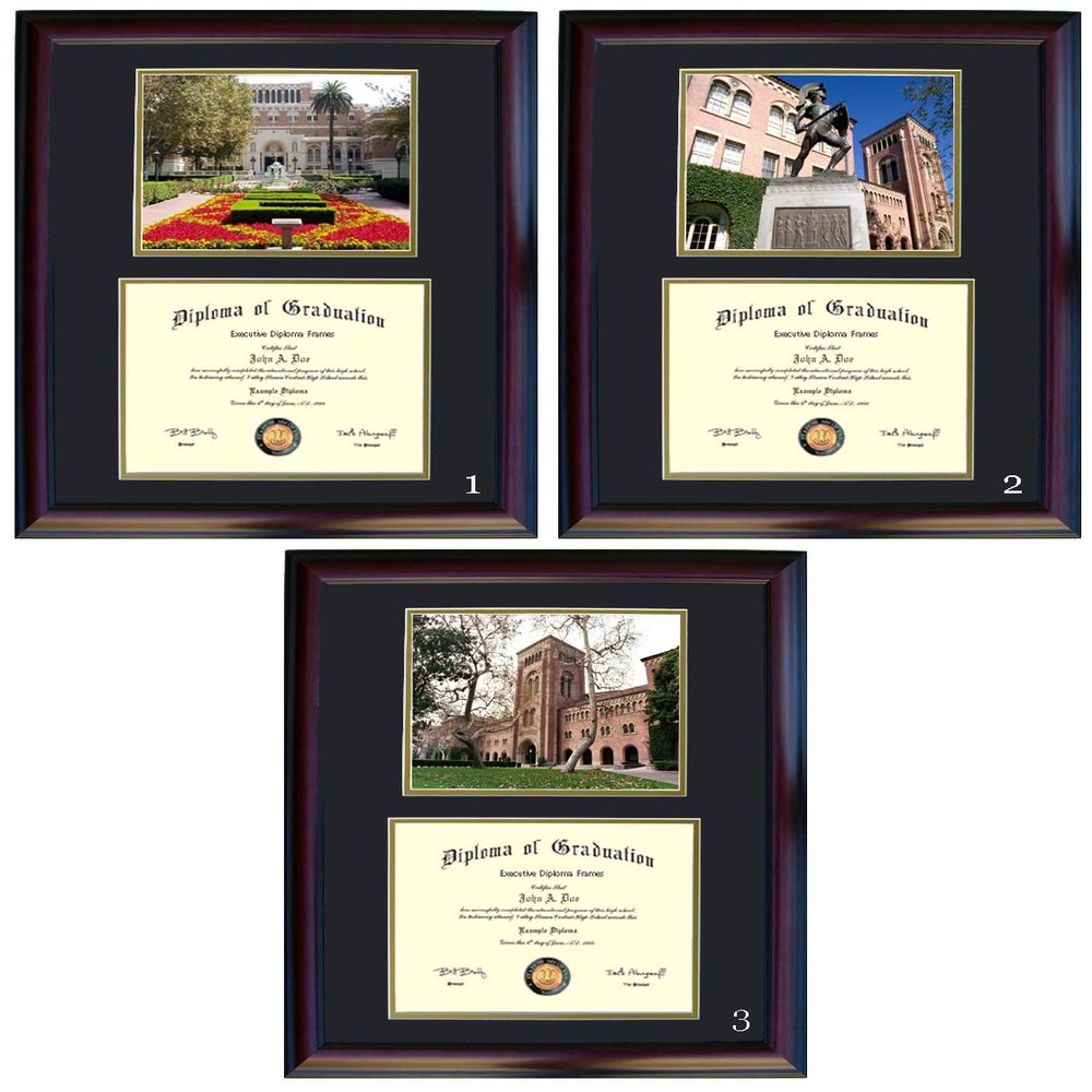 USC Diploma Frame - Photo Option #3 - Cherry Frame